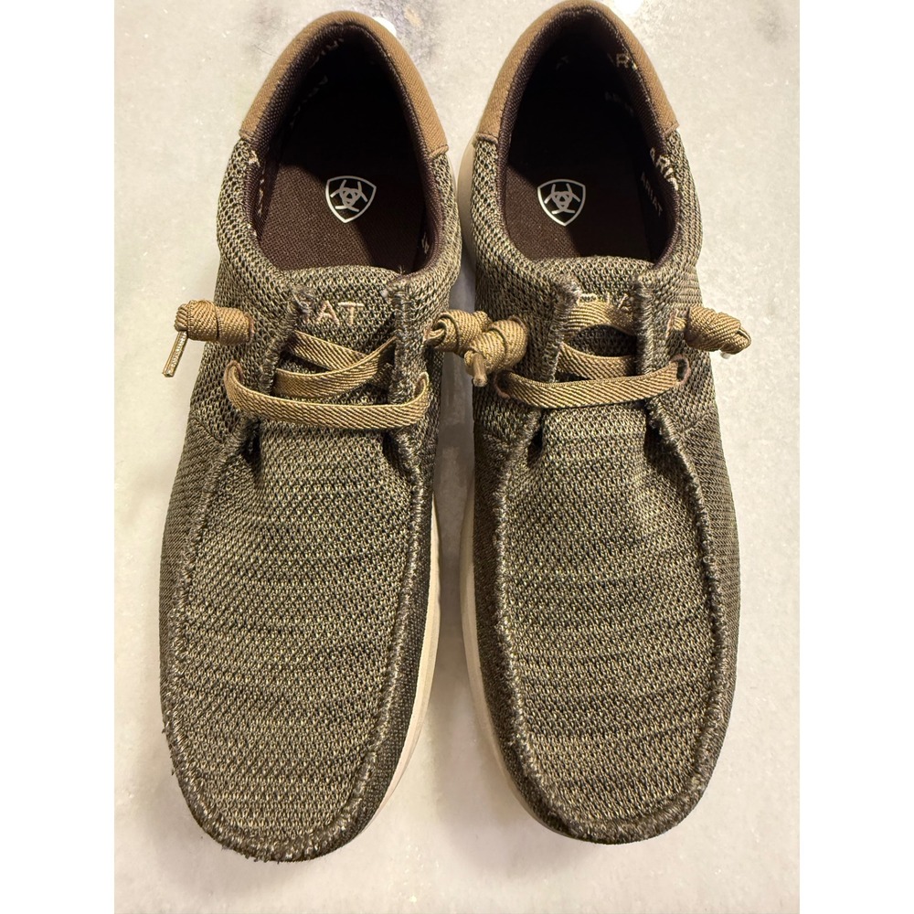 Ariat Hilo Loafers Mens 7.5 Olive Tan Textile Slip On Moc Toe Shoes 10042503